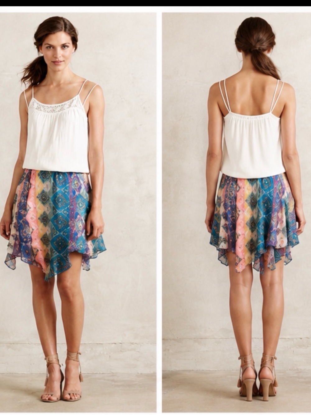 Anthropologie Mandara Silk Asymmetrical Skirt